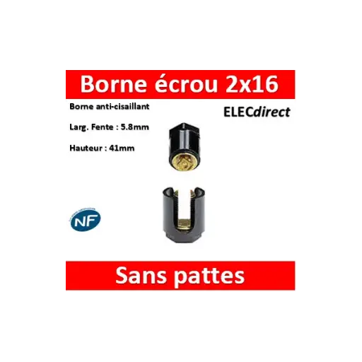 [99_44_01_0014] Ecrou borne sans pattes; section 16mm²