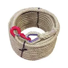 [99_44_01_0126] Corde à poulie en chanvre avec crochet de sécurité